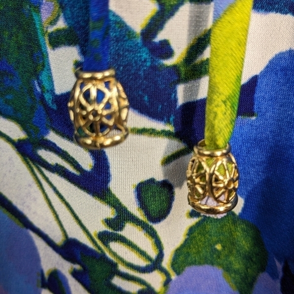 Susan Graver Women's Long Sleeve Stretch Knit Floral Print Sz L Top Tie Front B6 - Picture 10 of 12